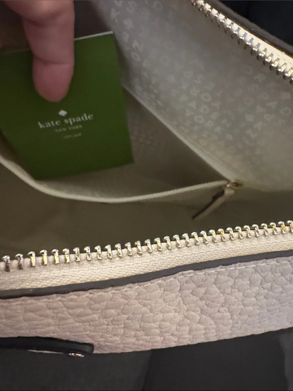 kate spade Two-Tone Cream and Black Pebbled Leather Shoulder Bag
